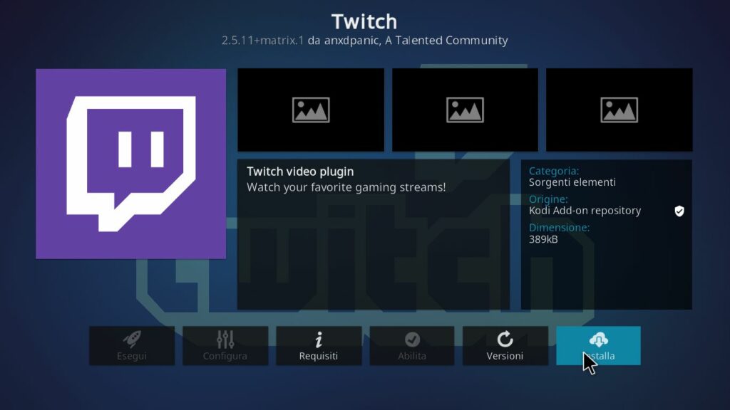 install addon twitch in kodi