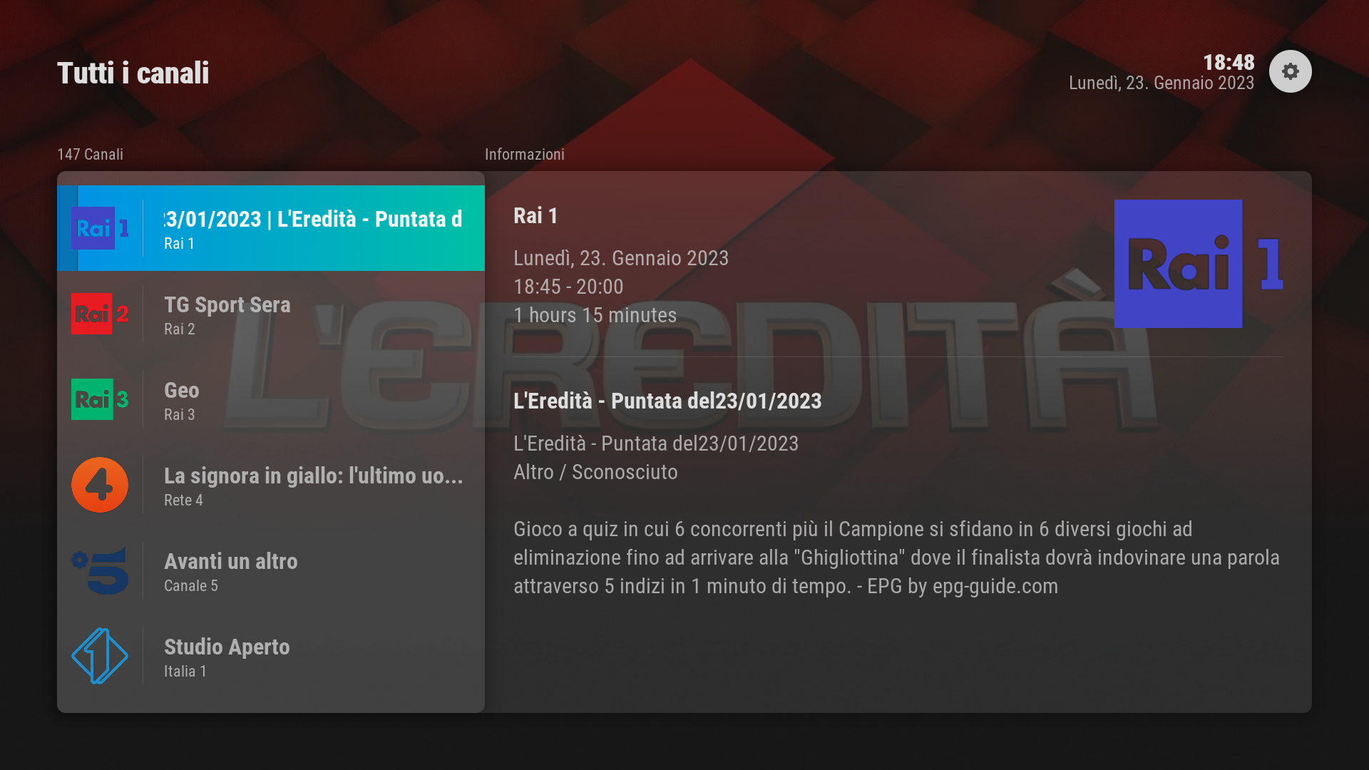 WLTV – IL MIGLIOR MODO DI VEDERE LA TV SU KODI 6 epg skin artic horizon 2