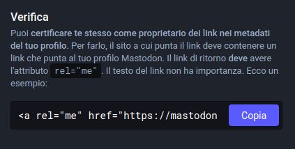 Verifica account Mastodon